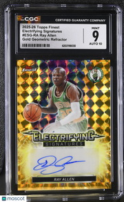 2025-26 Topps Finest Ray Allen Gold Geometric Electrifying Auto #ESG-RA CGC 9