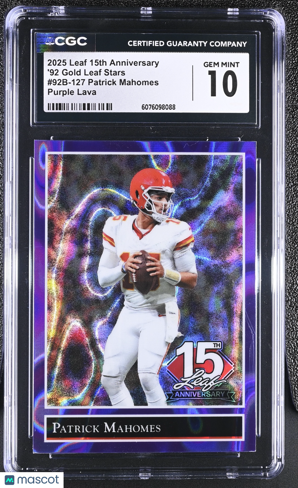 2025 Leaf 15th Anniversary Patrick Mahomes Purple Lava /7 '92 CGC 10 Chiefs