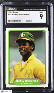 1982 Fleer Rickey Henderson #92 CGC 9 Oakland Athletics