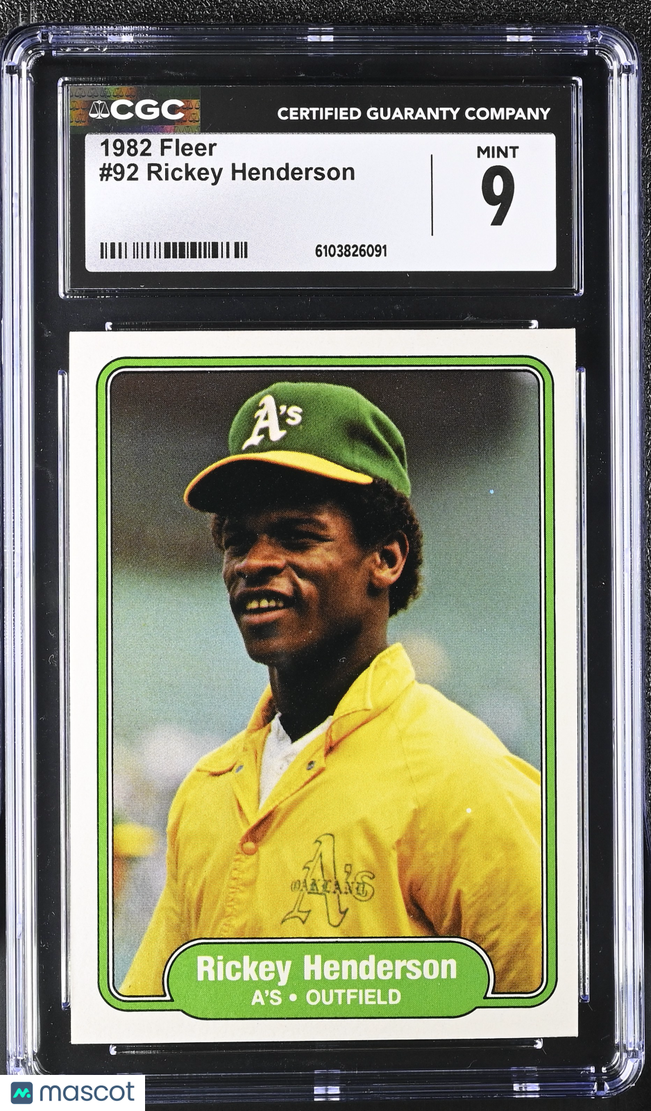 1982 Fleer Rickey Henderson #92 CGC 9 Oakland Athletics