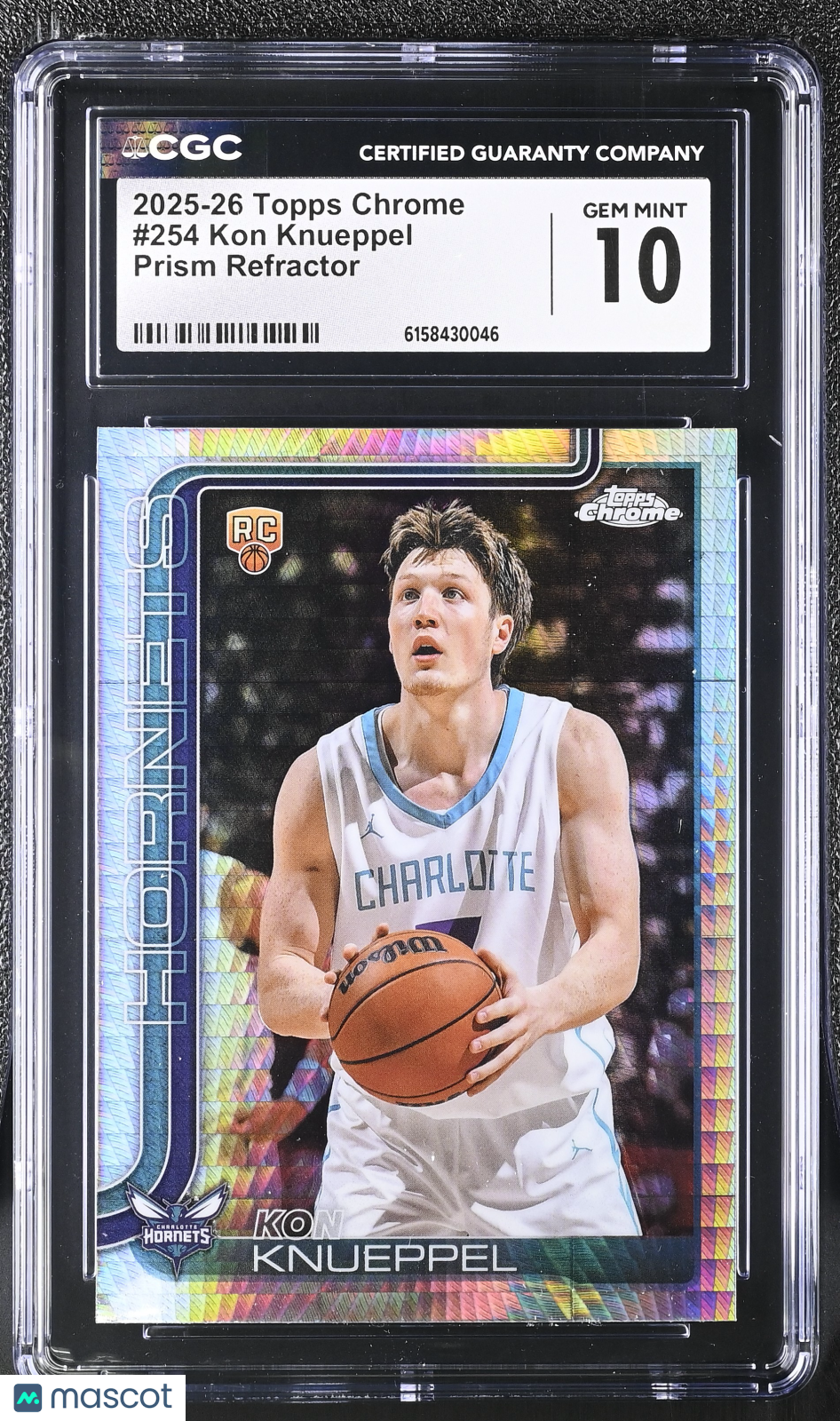 2025-26 Topps Chrome Kon Knueppel Prism Refractor Rookie #254 CGC 10 Hornets