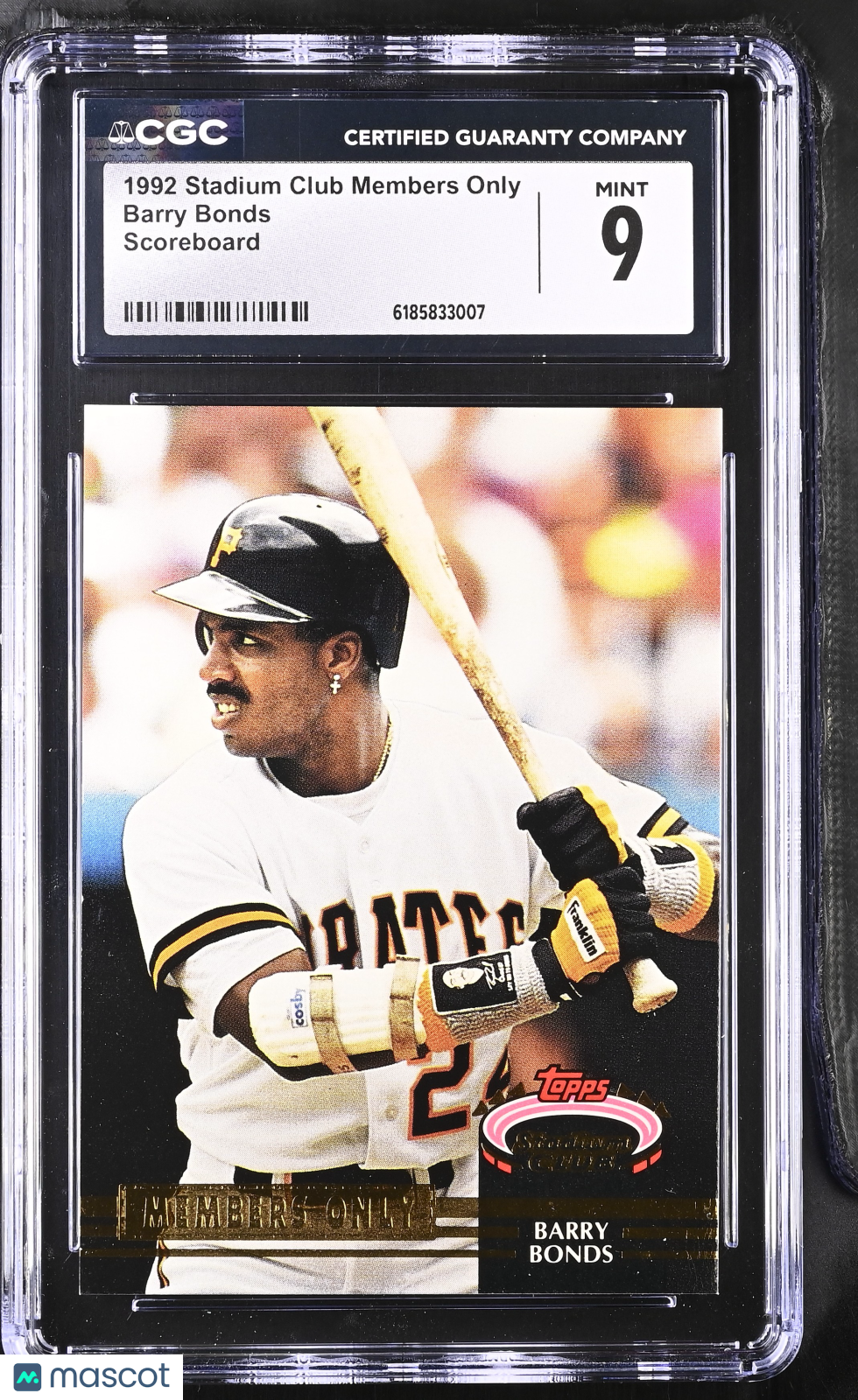 1992 Stadium Club Members Only Barry Bonds Scoreboard CGC 9 Pittsburgh Pirates
