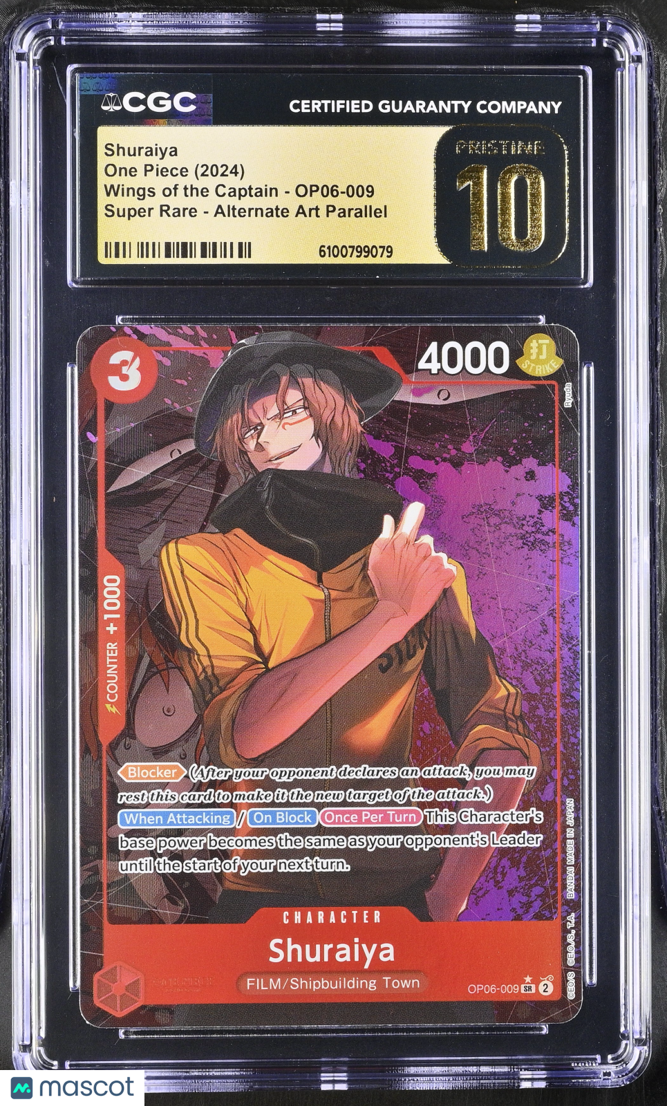 One Piece Wings Of The Captain Shuraiya Alternate Art CGC 10 OP06-009 Pristine