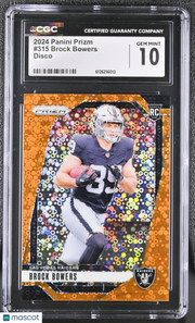 2024 Panini Prizm Brock Bowers Disco Rookie #315 CGC 10 Las Vegas Raiders