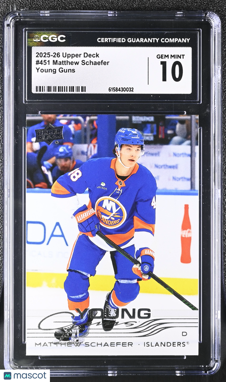 2025-26 Upper Deck Matthew Schaefer Young Guns Rookie #451 CGC 10 Rangers