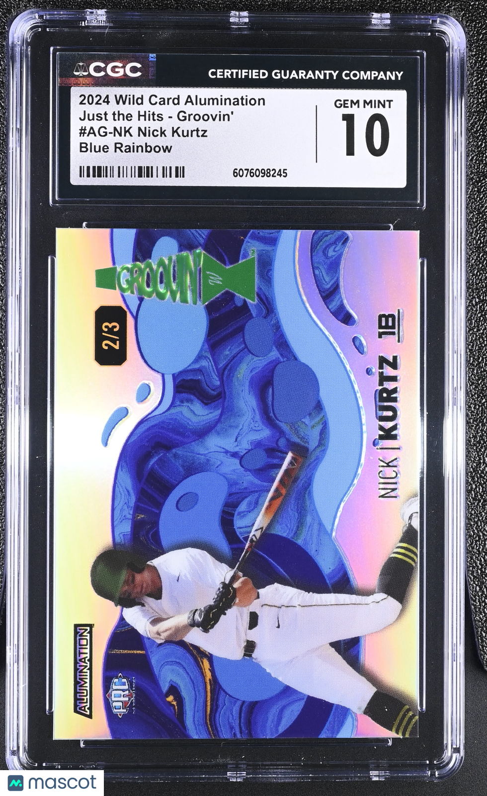 2024 Wild Card Alumination Nick Kurtz Blue Rainbow /3 Rookie Groovin' CGC 10