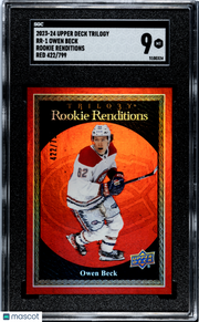 2023 Upper Deck Trilogy Owen Beck Rookie Renditions Red 799 #RR-1 SGC 9