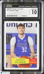 2025-26 Topps Living Set Cooper Flagg Rookie #11 CGC 10 Dallas Mavericks