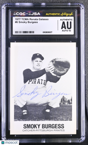 1977 Tcma Renata Galasso Smoky Burgess #6 CGC Authentic JSA Auto 10
