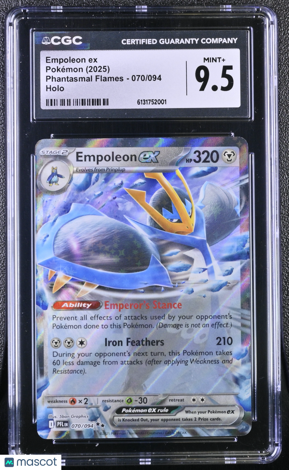 2025 Pokemon Phantasmal Flames Empoleon ex Holo 070/094 CGC 9.5 #070/094