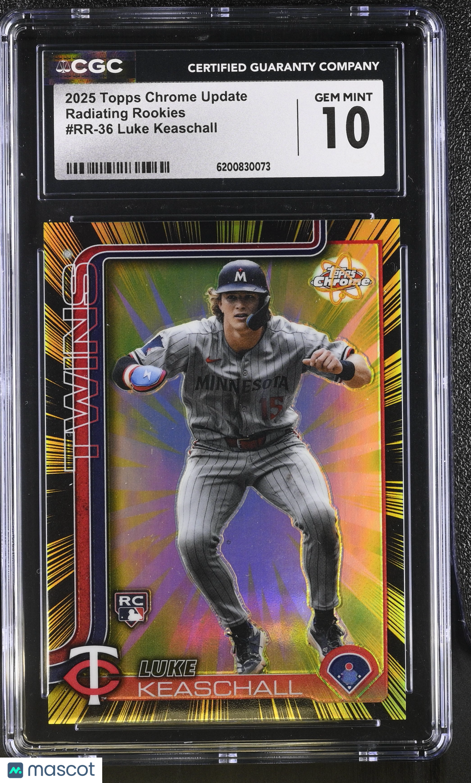 2025 Topps Chrome Update Luke Keaschall Radiating Rookies #RR-36 CGC 10 Twins