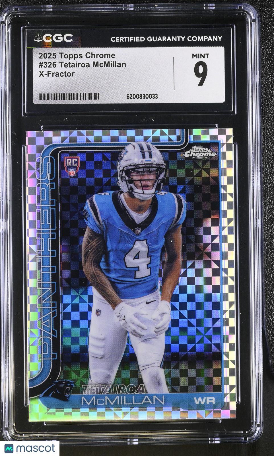 2025 Topps Chrome Tetairoa McMillan X-Fractor Rookie #326 CGC 9 Panthers