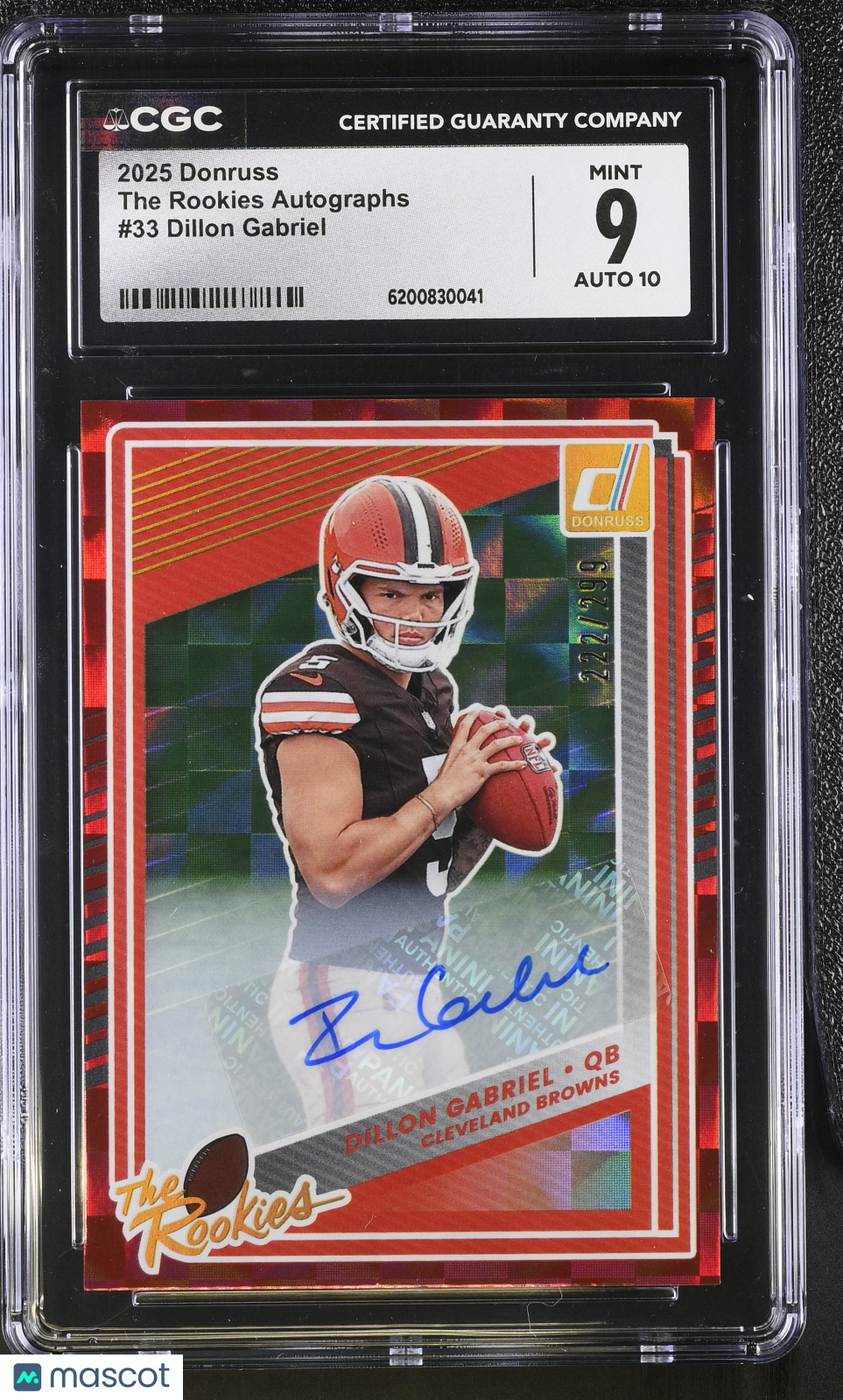 2025 Donruss Dillon Gabriel /299 The Rookies Autographs #33 CGC 9 Browns