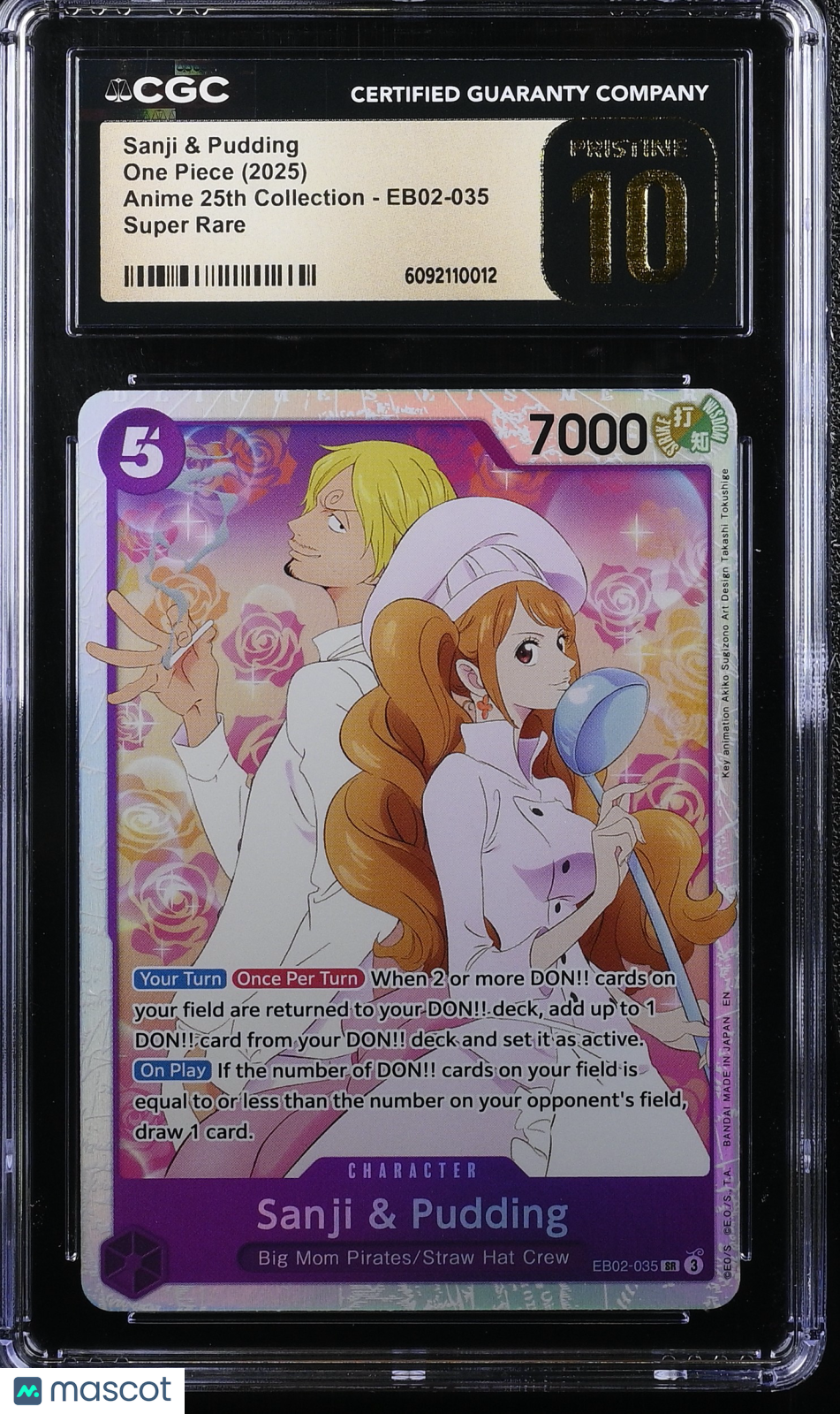 2025 One Piece Anime 25th Collection Sanji & Pudding CGC 10 #EB02-035 Pristine