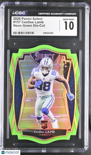 2020 Panini Select CeeDee Lamb Neon Green Die-Cut Rookie #157 CGC 10 Cowboys