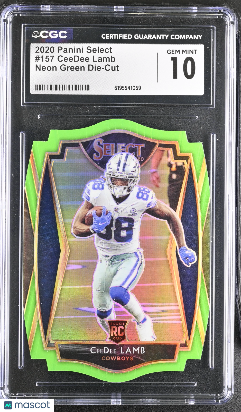 2020 Panini Select CeeDee Lamb Neon Green Die-Cut Rookie #157 CGC 10 Cowboys