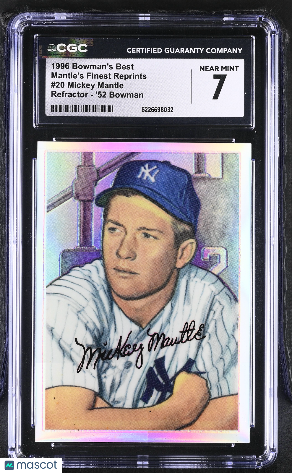 1996 Best Mickey Mantle Refractor - '52 Bowman Mantle's Finest Reprints 20 CGC 7