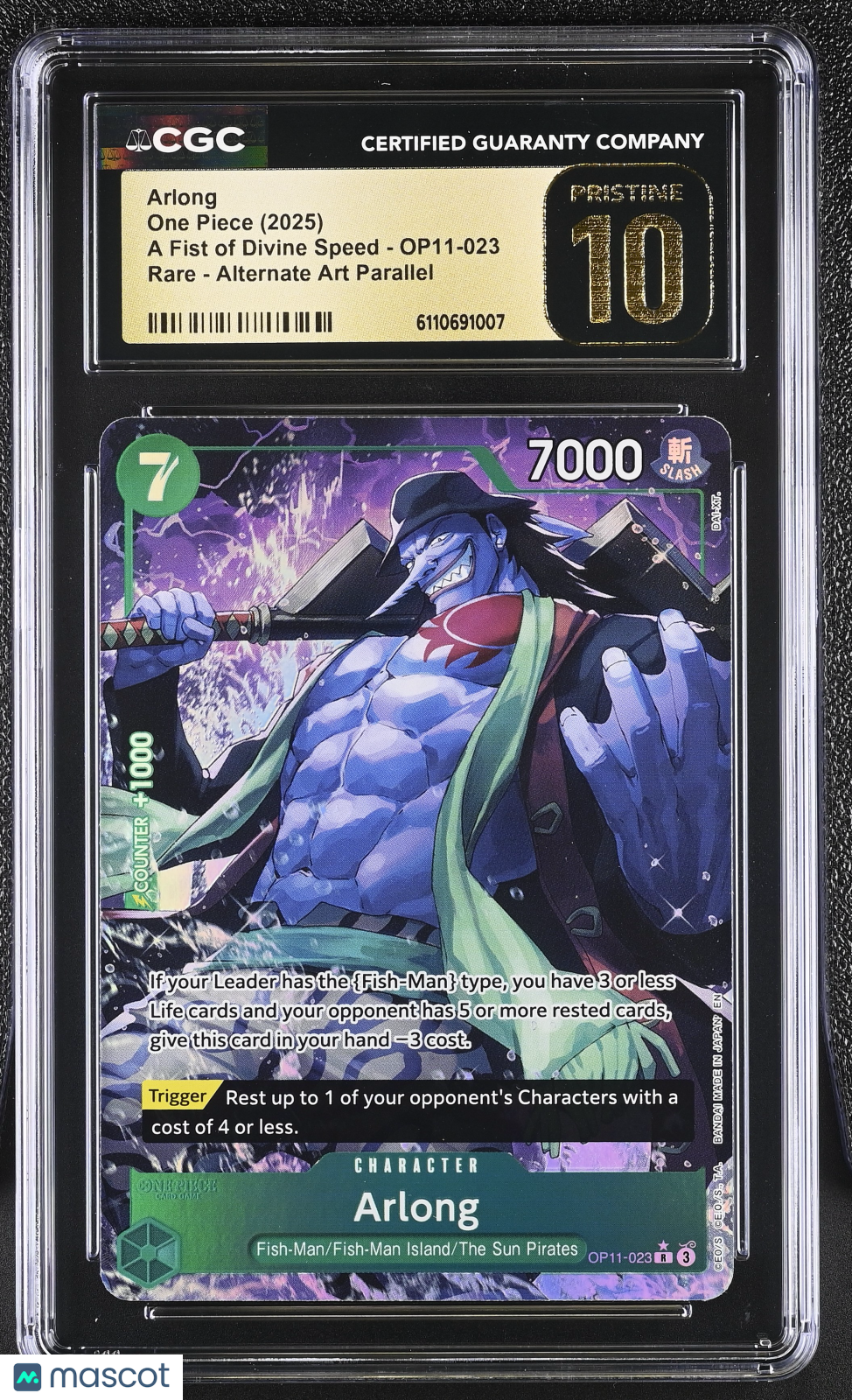 One Piece A Fist Of Divine Speed Arlong Alternate Art CGC 10 #OP11-023 Pristine