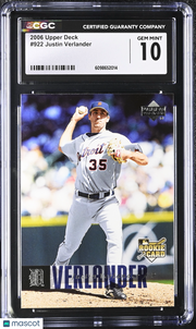 2006 Upper Deck Justin Verlander #922 CGC 10 Detroit Tigers