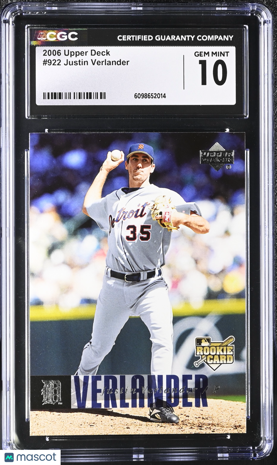 2006 Upper Deck Justin Verlander #922 CGC 10 Detroit Tigers