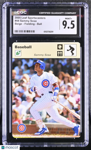 2005 Leaf Sportscasters Sammy Sosa Beige - Fielding - Ball /30 #44 CGC 9.5 Cubs