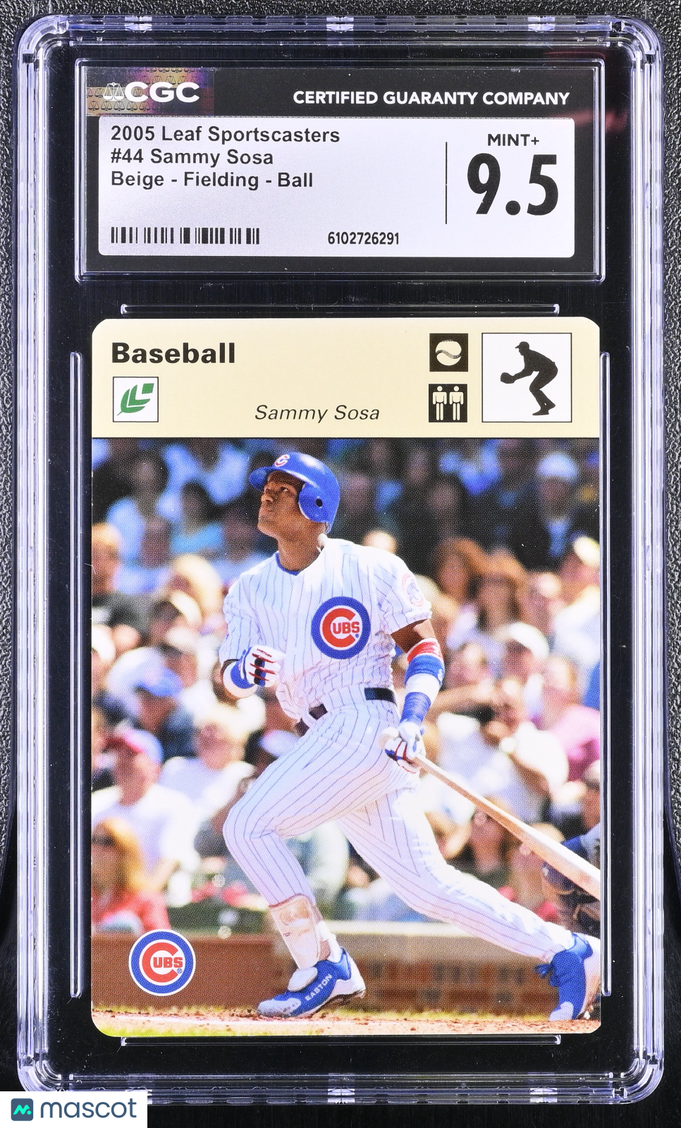 2005 Leaf Sportscasters Sammy Sosa Beige - Fielding - Ball /30 #44 CGC 9.5 Cubs