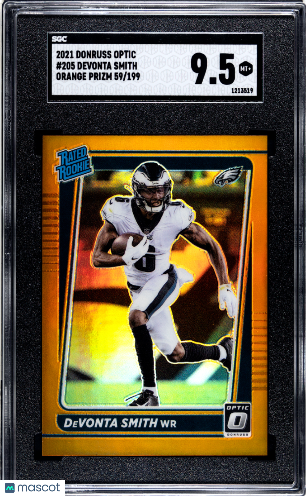 2021 Donruss Optic Devonta Smith Orange Prizm /199 Rookie #205 SGC 9.5 Eagles