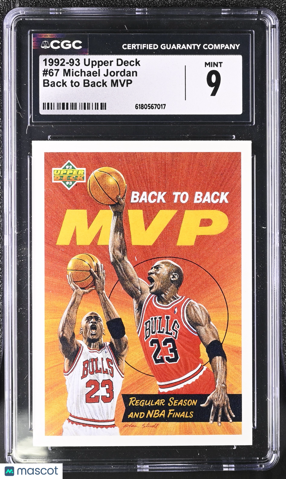 1992-93 Upper Deck Michael Jordan Back to Back MVP #67 CGC 9 Chicago Bulls
