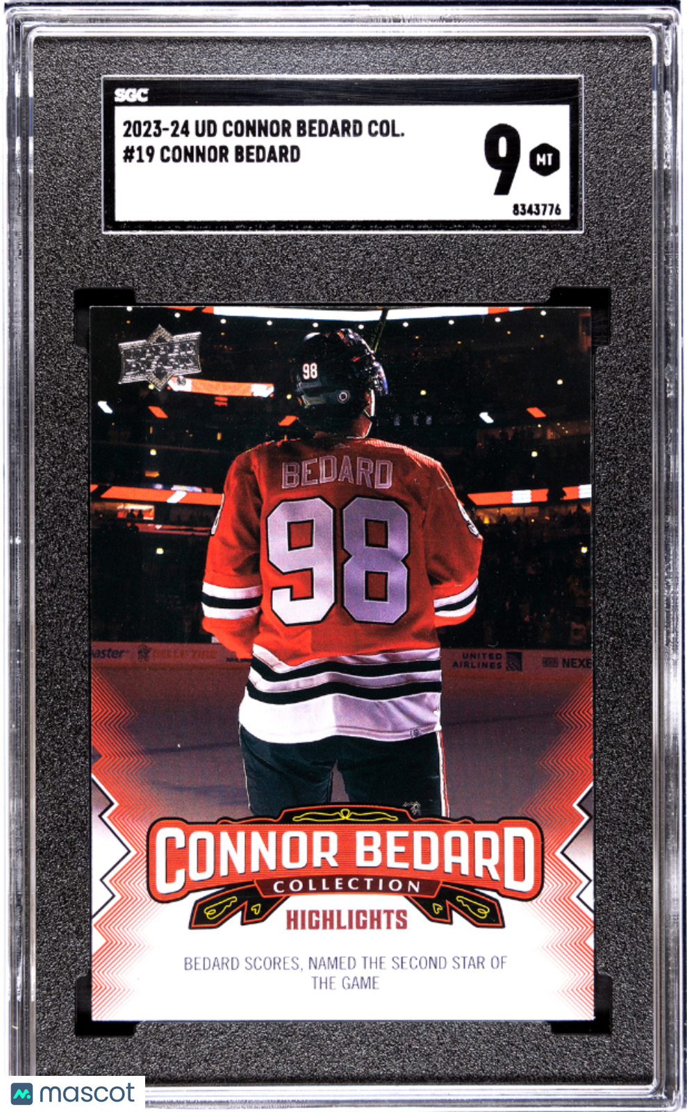 2023 Upper Deck Connor Bedard Col. Connor Bedard Rookie #19 SGC 9 Blackhawks
