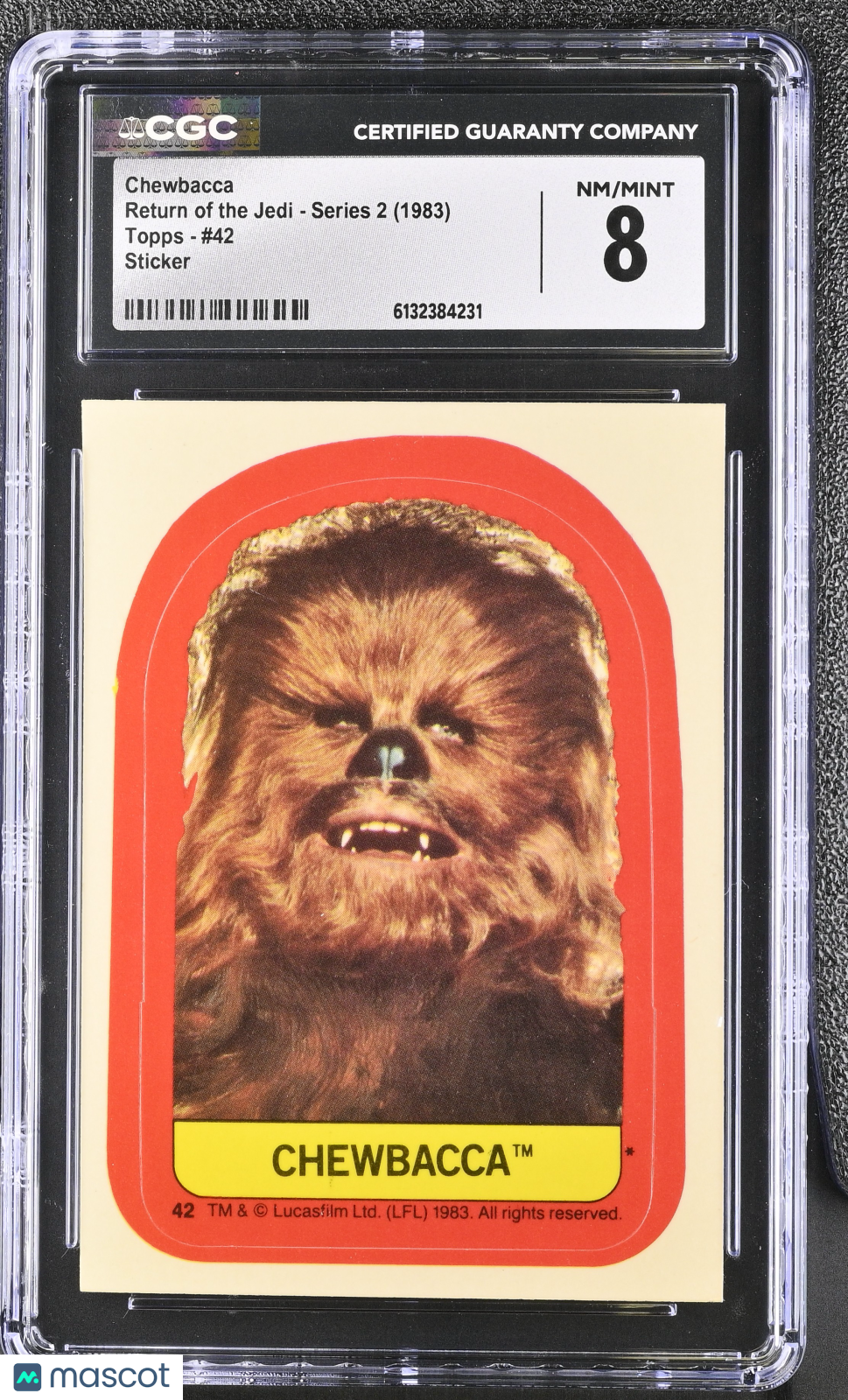 1983 Topps Return Of The Jedi - Series 2 Chewbacca #42 Sticker CGC 8