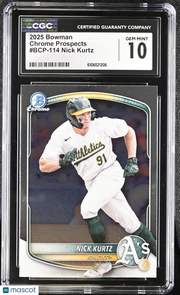 2025 Bowman Nick Kurtz Rookie Chrome Prospects #BCP-114 CGC 10 Oakland Athletics