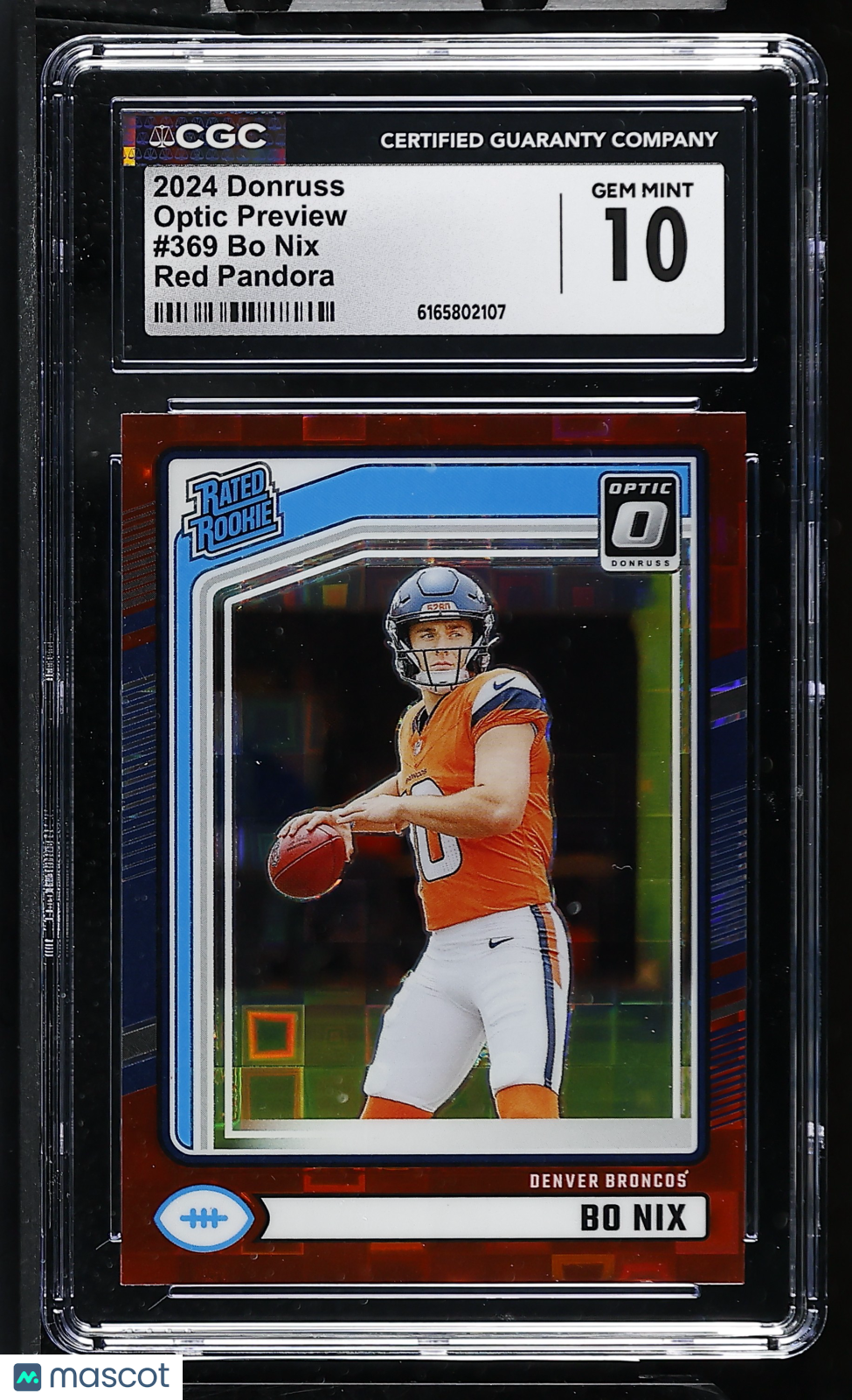 2024 Donruss Bo Nix Red Pandora Rookie Optic Preview #369 CGC 10 Denver Broncos