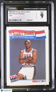 1991-92 Hoops Mcdonald's Charles Barkley USA #51 CGC 9 Phoenix Suns