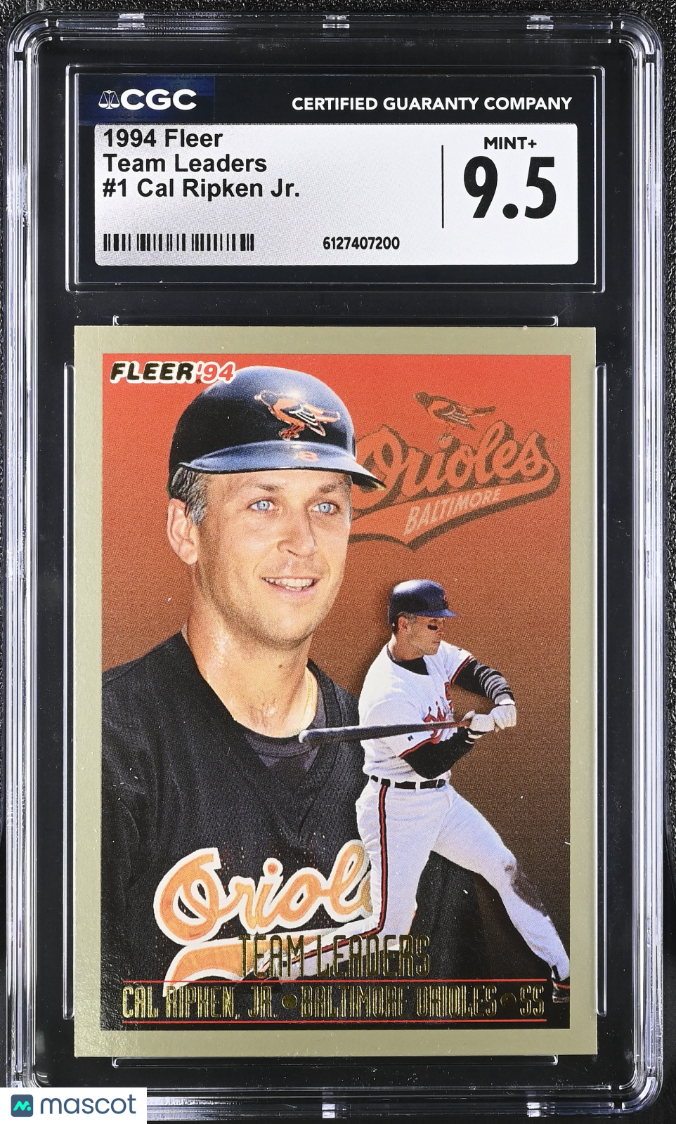 1994 Fleer Cal Ripken Jr. Team Leaders #1 CGC 9.5 Baltimore Orioles