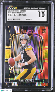 2025 Panini Select Will Howard Black & Red Shock Rookie #152 CGC 10 Steelers