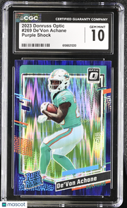 2023 Donruss Optic De'Von Achane Purple Shock Rookie #269 CGC 10 Miami Dolphins