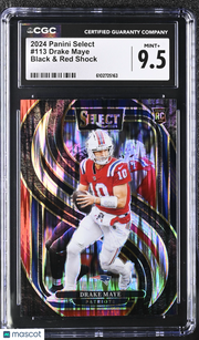 2024 Panini Select Drake Maye Black & Red Shock Rookie #113 CGC 9.5 Patriots
