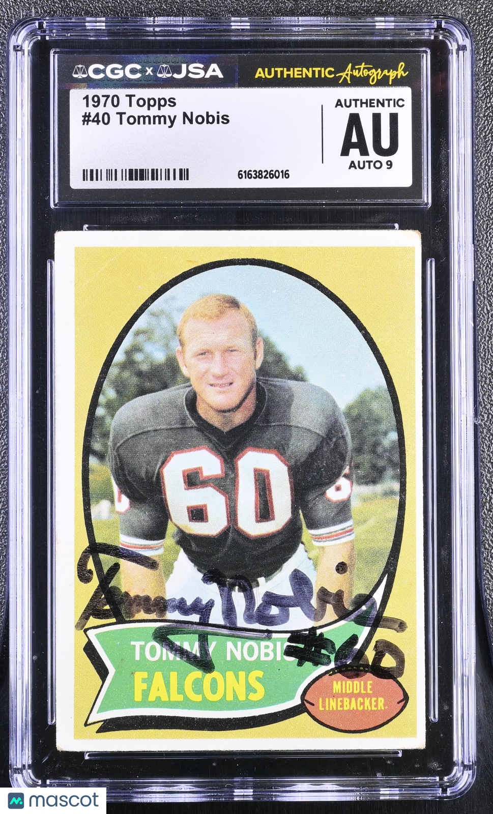 1970 Topps Tommy Nobis Auto Autograph #40 CGC Authentic JSA Atlanta Falcons