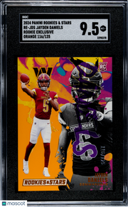 2024 Rookies & Stars Jayden Daniels Exclusive Orange /125 Rookie #RE-JDS SGC 9.5
