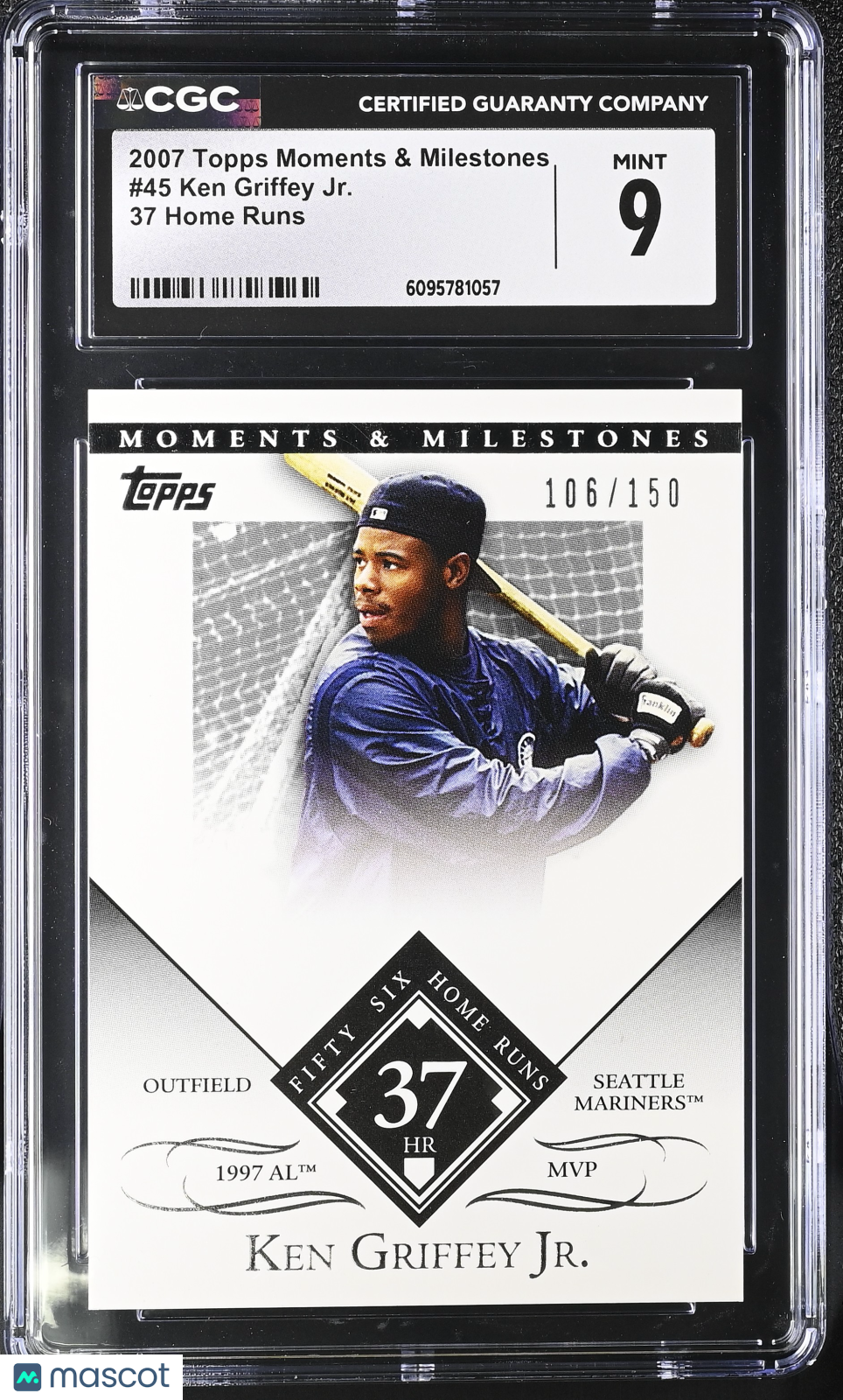 2007 Topps Moments Milestones Ken Griffey Jr 37 Home Runs /150 45 CGC 9 Mariners