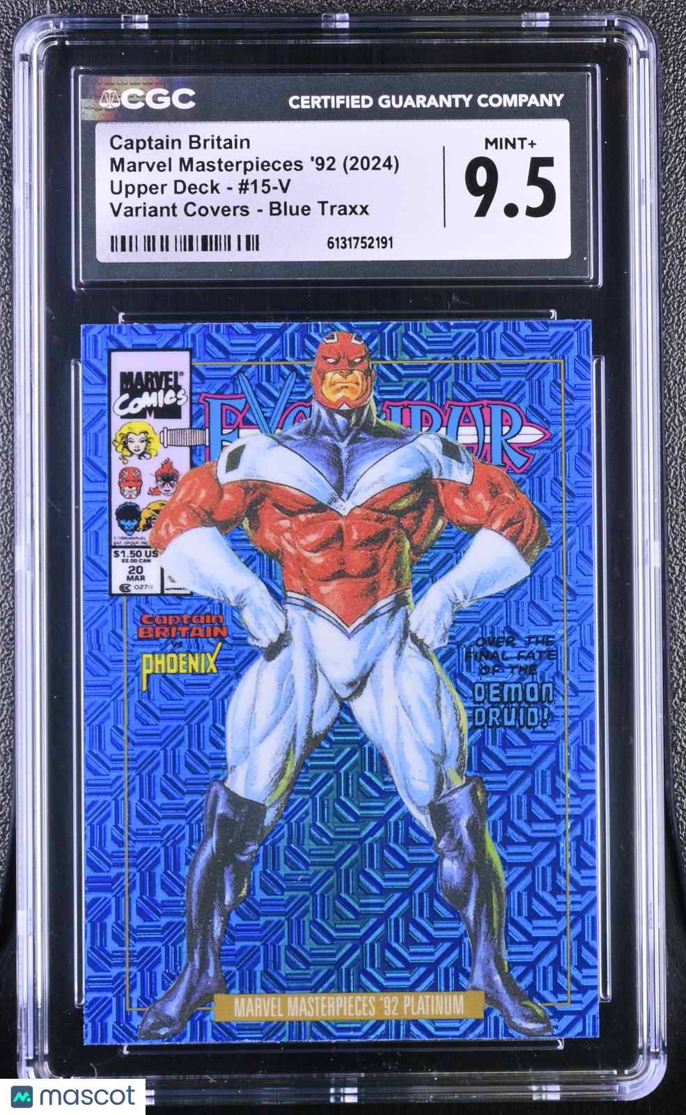 2024 Marvel Masterpieces '92 Captain Britain #15-V Variant Blue Traxx CGC 9.5