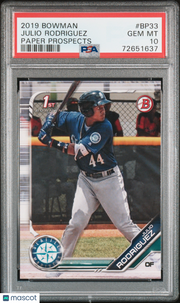 2019 Bowman Paper Prospects Julio Rodriguez Rookie #BP33 PSA 10 Seattle Mariners