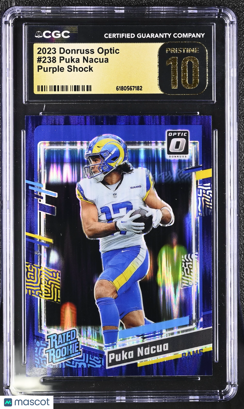 2023 Donruss Optic Puka Nacua Purple Shock Rookie #238 CGC 10 Pristine Rams