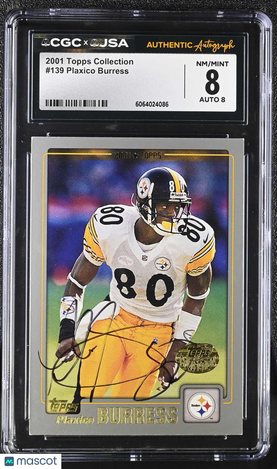 2001 Topps Collection Plaxico Burress Auto Autograph #139 CGC 8 JSA Steelers