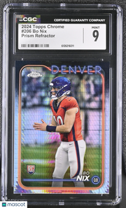 2024 Topps Chrome Bo Nix Prism Refractor Rookie #206 CGC 9 Denver Broncos
