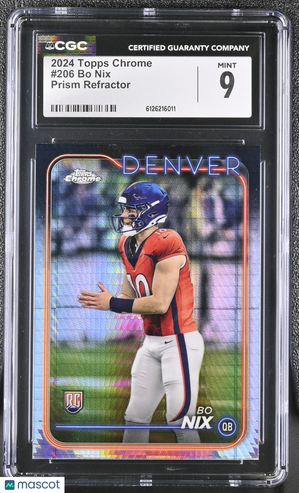 2024 Topps Chrome Bo Nix Prism Refractor Rookie #206 CGC 9 Denver Broncos
