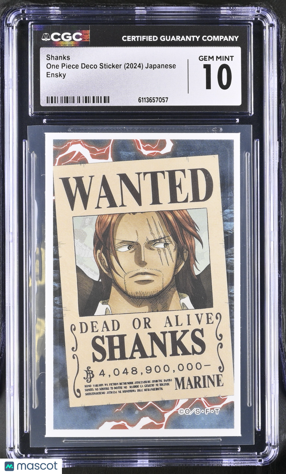 2024 Ensky One Piece Deco Sticker Shanks CGC 10