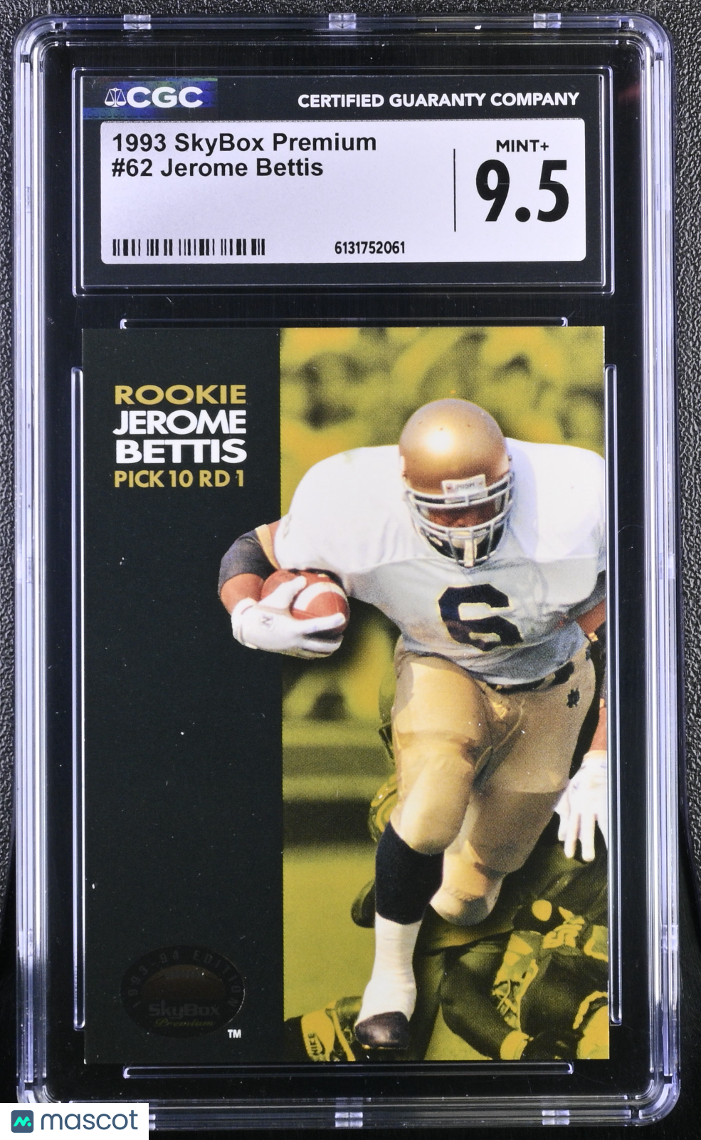 1993 Skybox Premium Jerome Bettis Rookie #62 CGC 9.5 Notre Dame Fighting Irish
