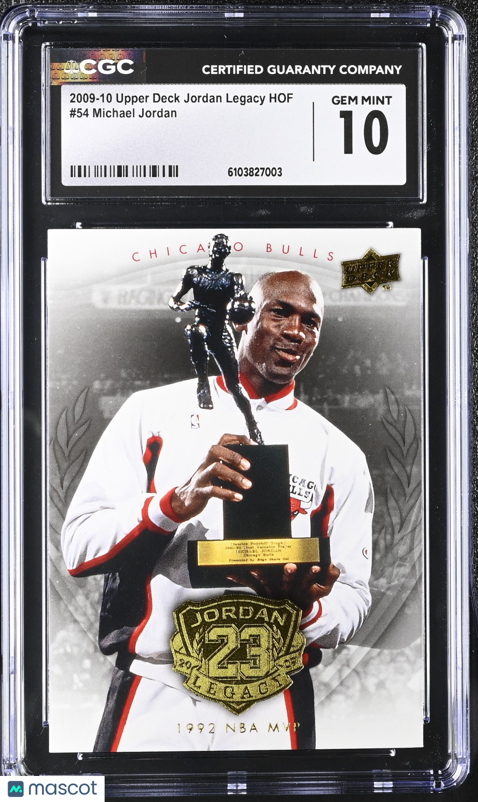 2009-10 Upper Deck Jordan Legacy Hof Michael Jordan #54 CGC 10 Chicago Bulls
