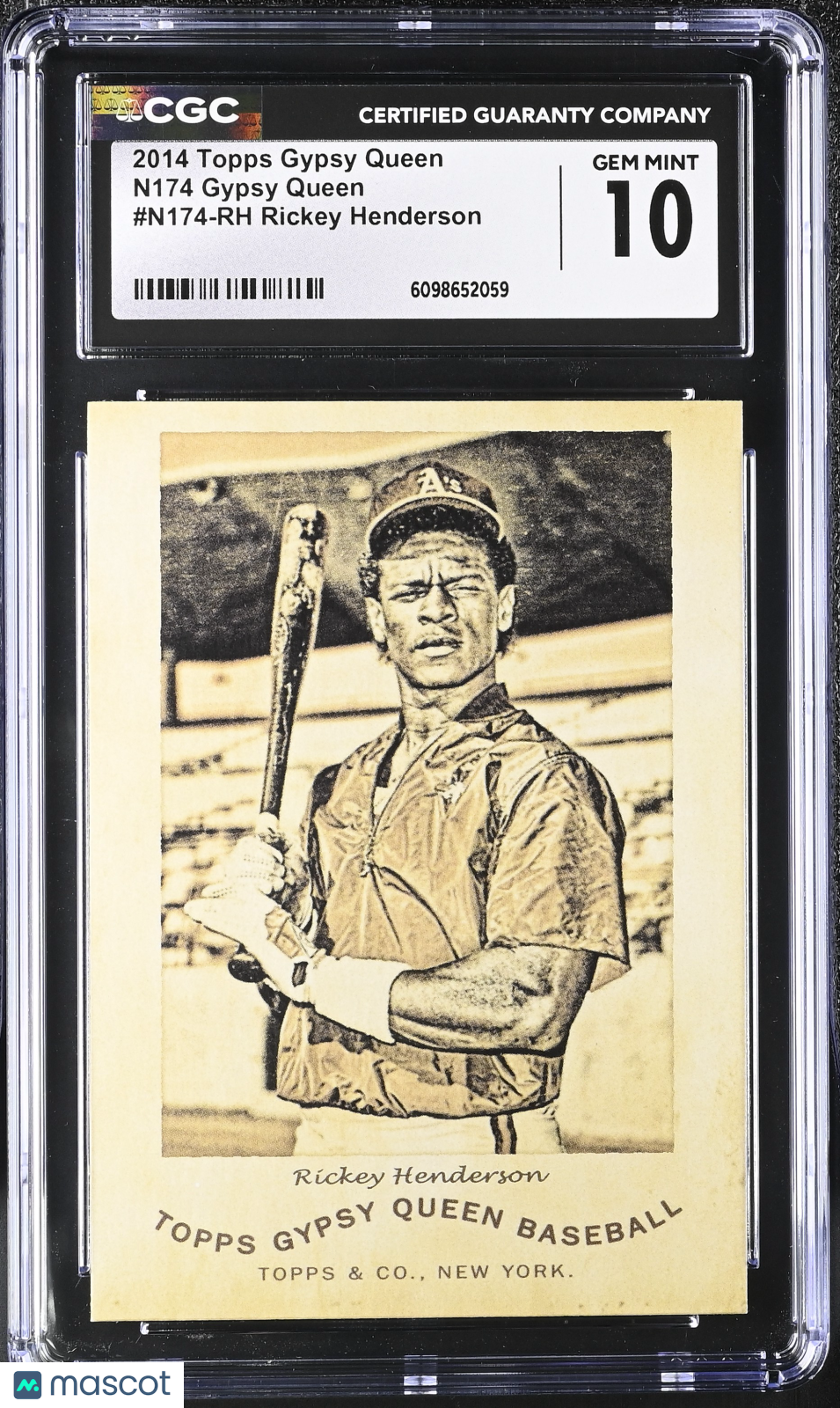 2014 Topps Gypsy Queen Rickey Henderson N174 #N174-RH CGC 10 Athletics